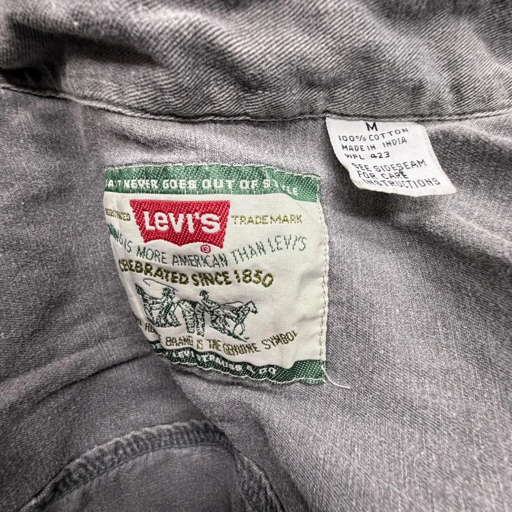Levis Shirt Mens Medium Gray Utility Workwear Button Front‎ Long Sleeve Cotton